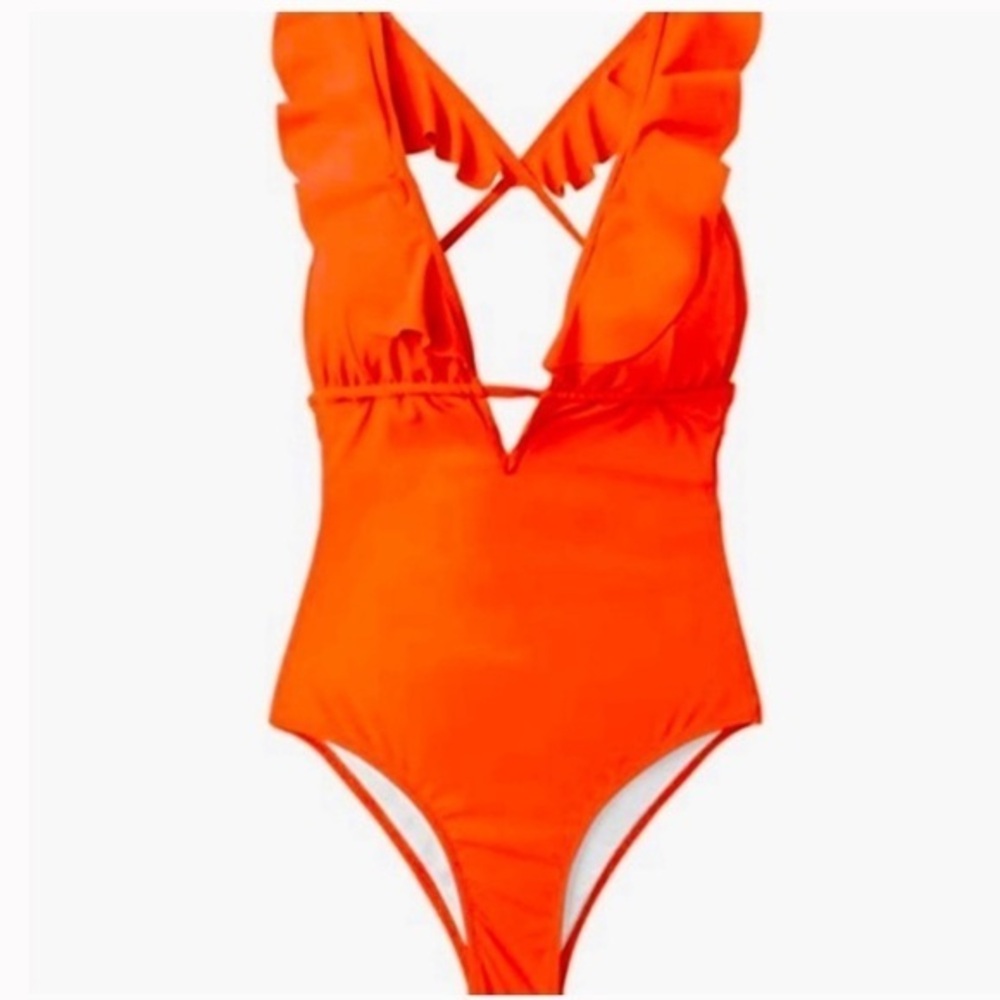 CUPSHE Falbala One Piece Swimsuit Swimsuit, orange size medium